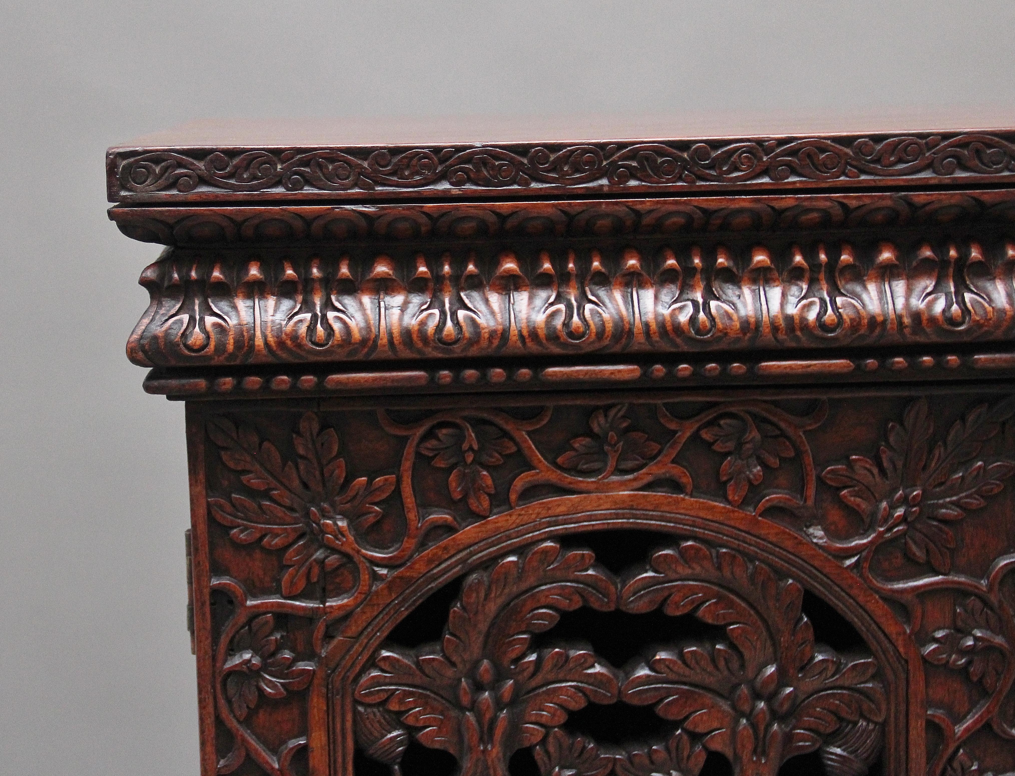 Mid-19th Century Highly Carved Anglo-Indian Cabinet 1