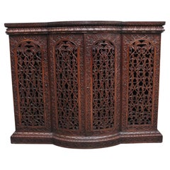 Antique Mid-19th Century Highly Carved Anglo-Indian Cabinet