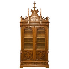 Mid-19th Century Historicism Style Neo-Gothic Oak Bookcase