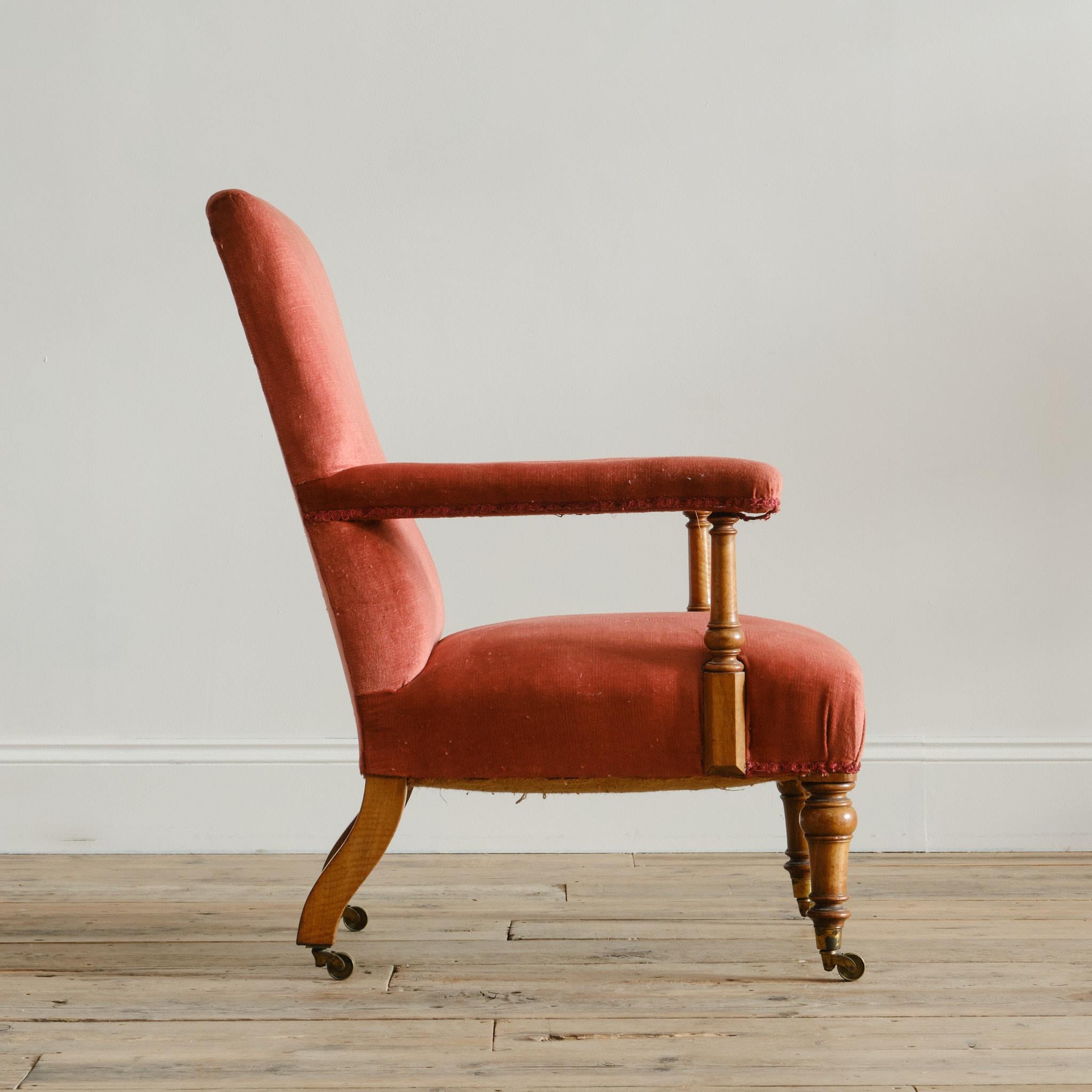 Victorien Fauteuil ouvert de style Howard, milieu du 19e siècle en vente