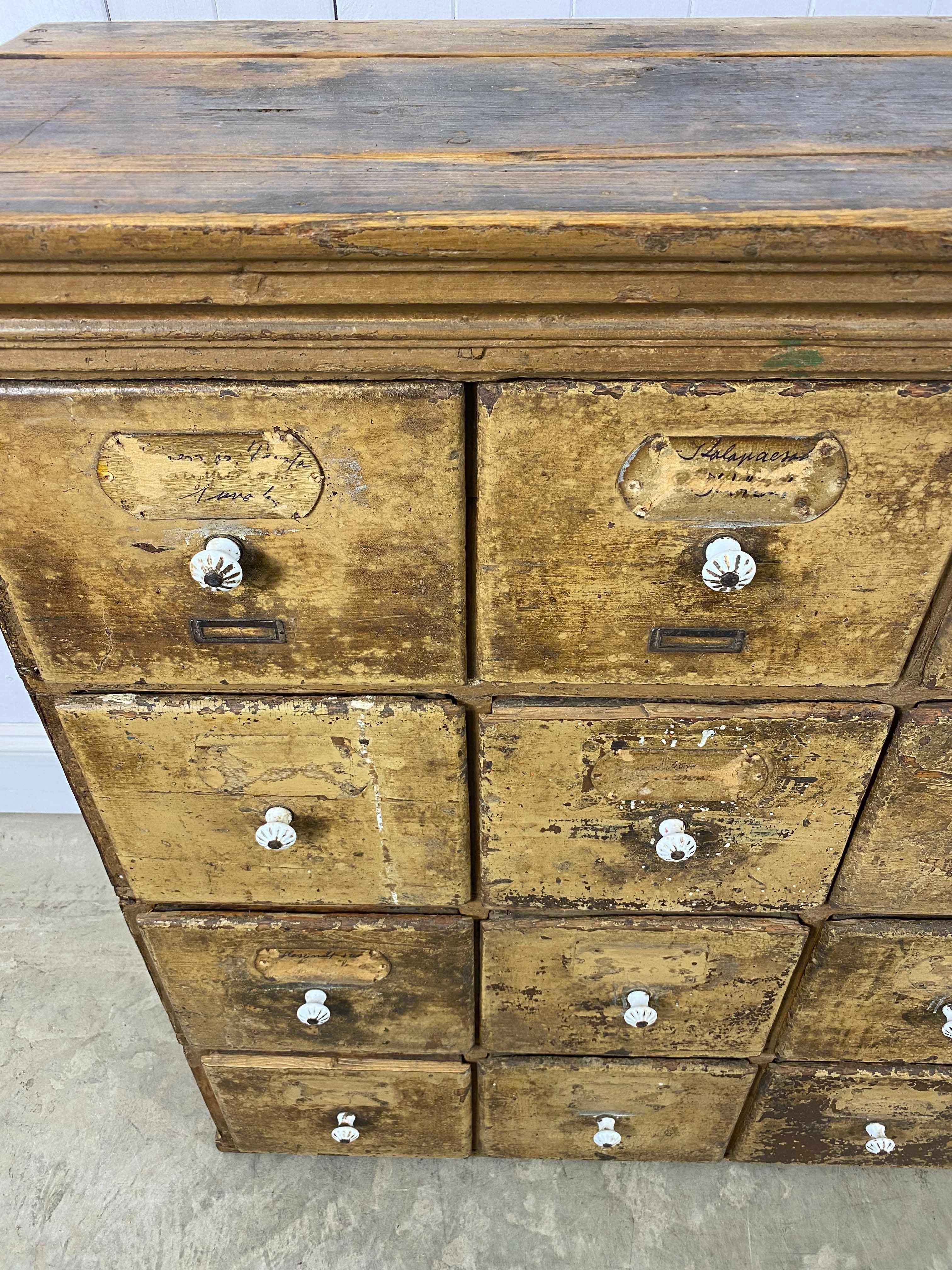 Pine Mid-19th Century Hungarian Multi-Drawered Ironmongery Cabinet For Sale