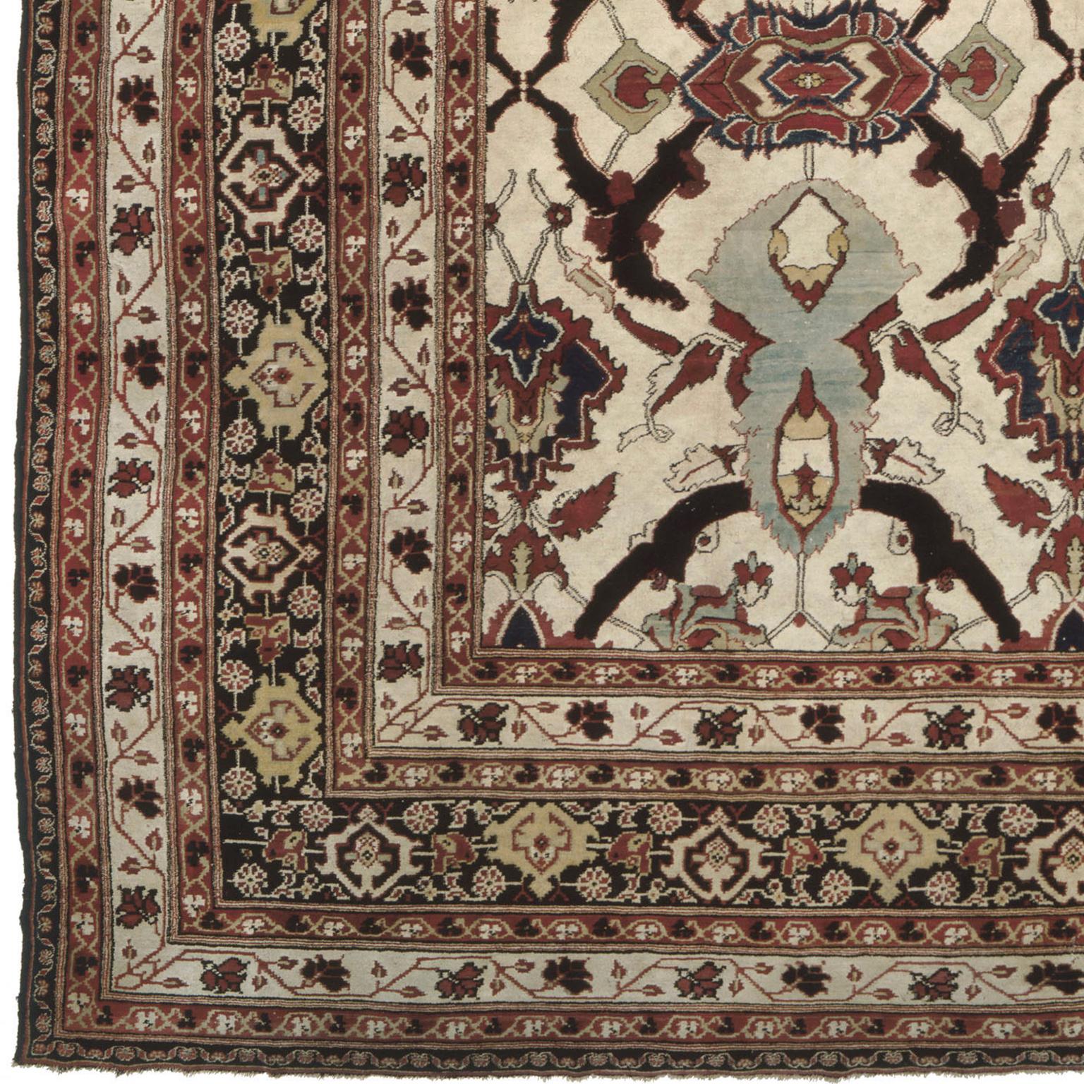 Wool Mid-19th Century Indian Agra Rug For Sale