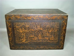 Mid-19th Century Indian Chinoiserie Lacquered Trunk