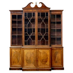 Mid 19th century inlaid breakfront bookcase
