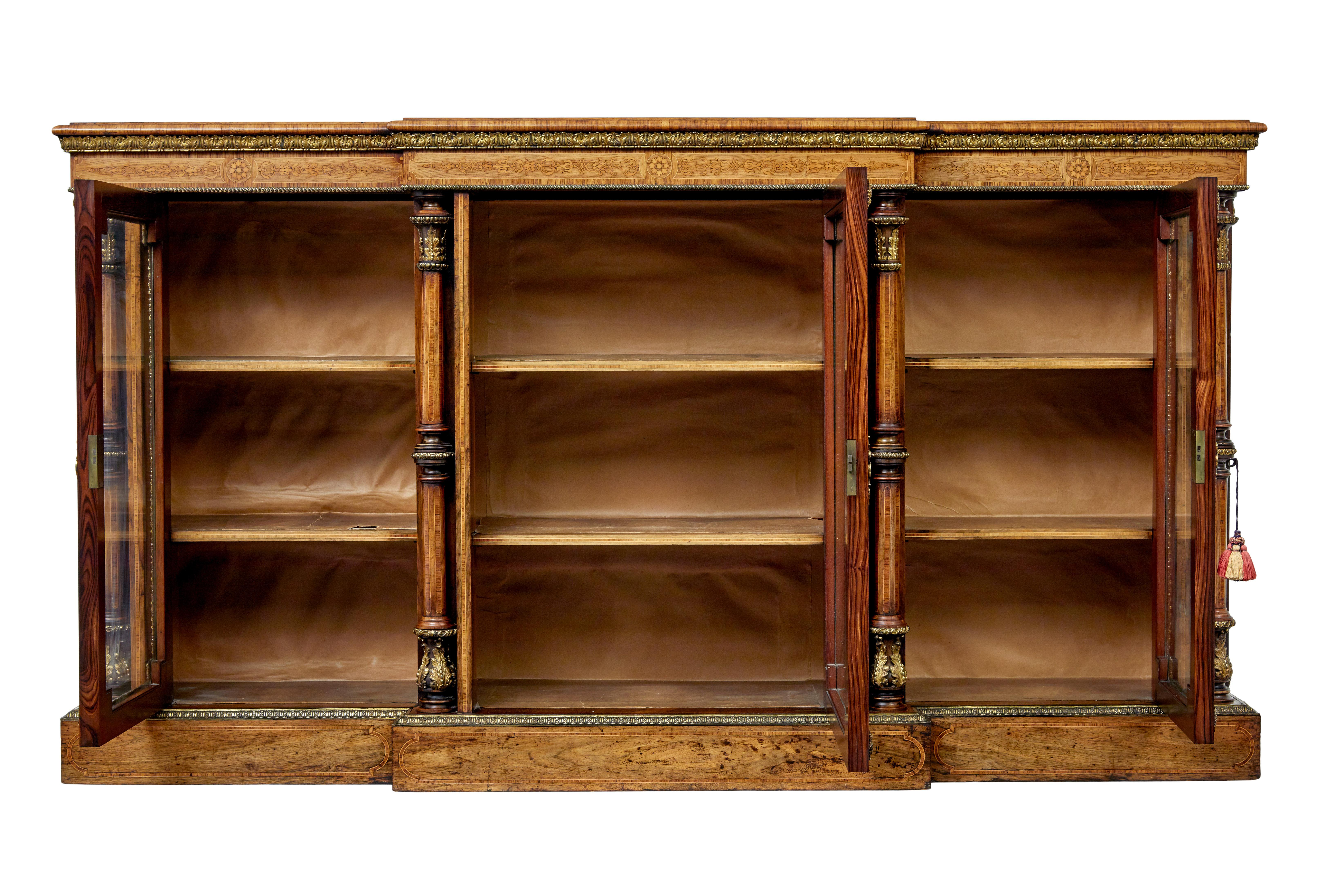 High Victorian Mid 19th century inlaid walnut credenza sideboard For Sale