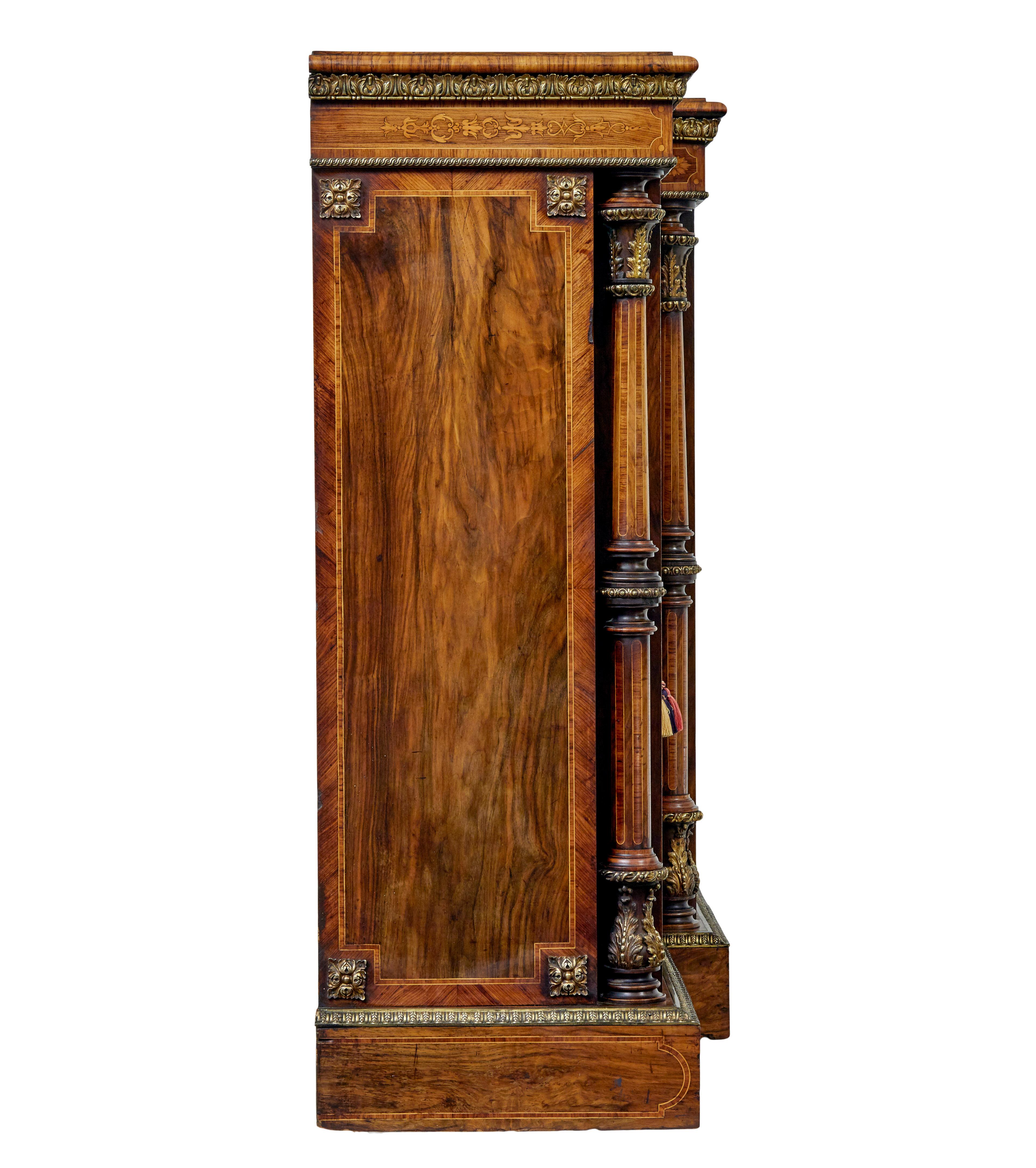 English Mid 19th century inlaid walnut credenza sideboard For Sale