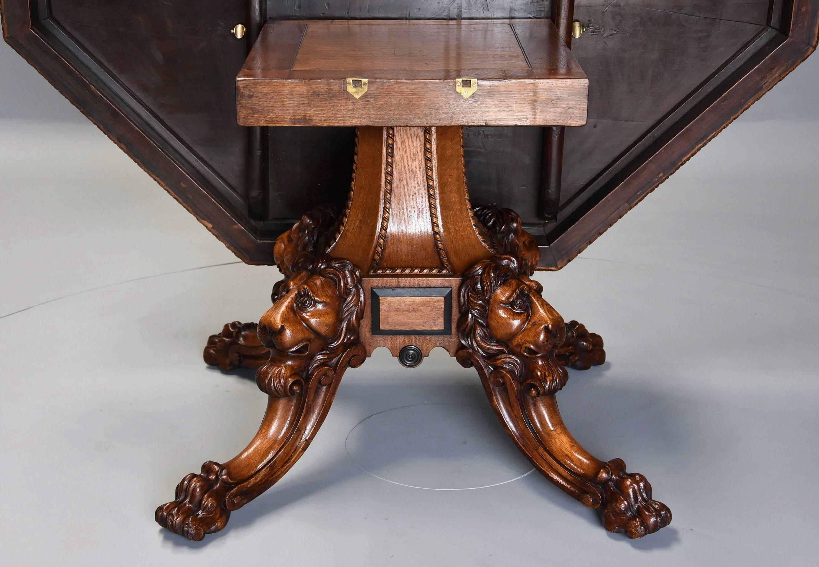 Mid-19th Century Irish Pollard Oak Octagonal Tilt-Top Centre Table 7