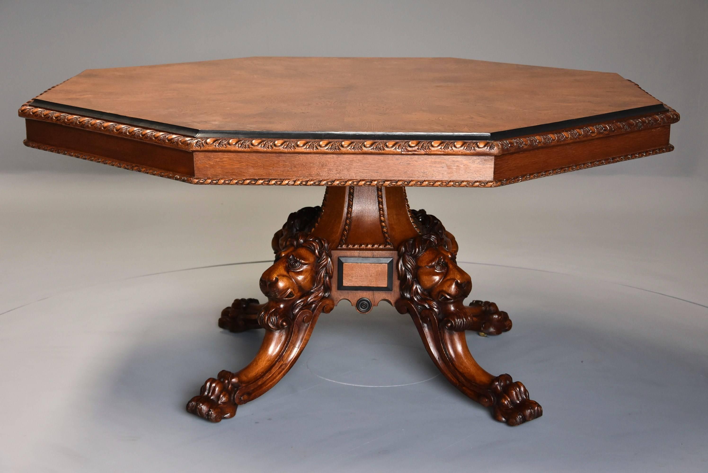 Mid-19th Century Irish Pollard Oak Octagonal Tilt-Top Centre Table In Good Condition In Suffolk, GB