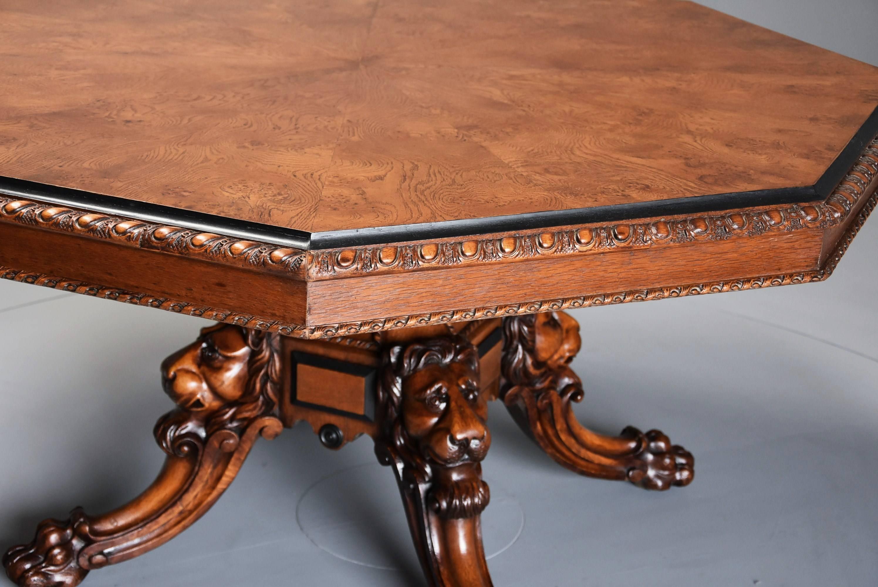 Mid-19th Century Irish Pollard Oak Octagonal Tilt-Top Centre Table 2