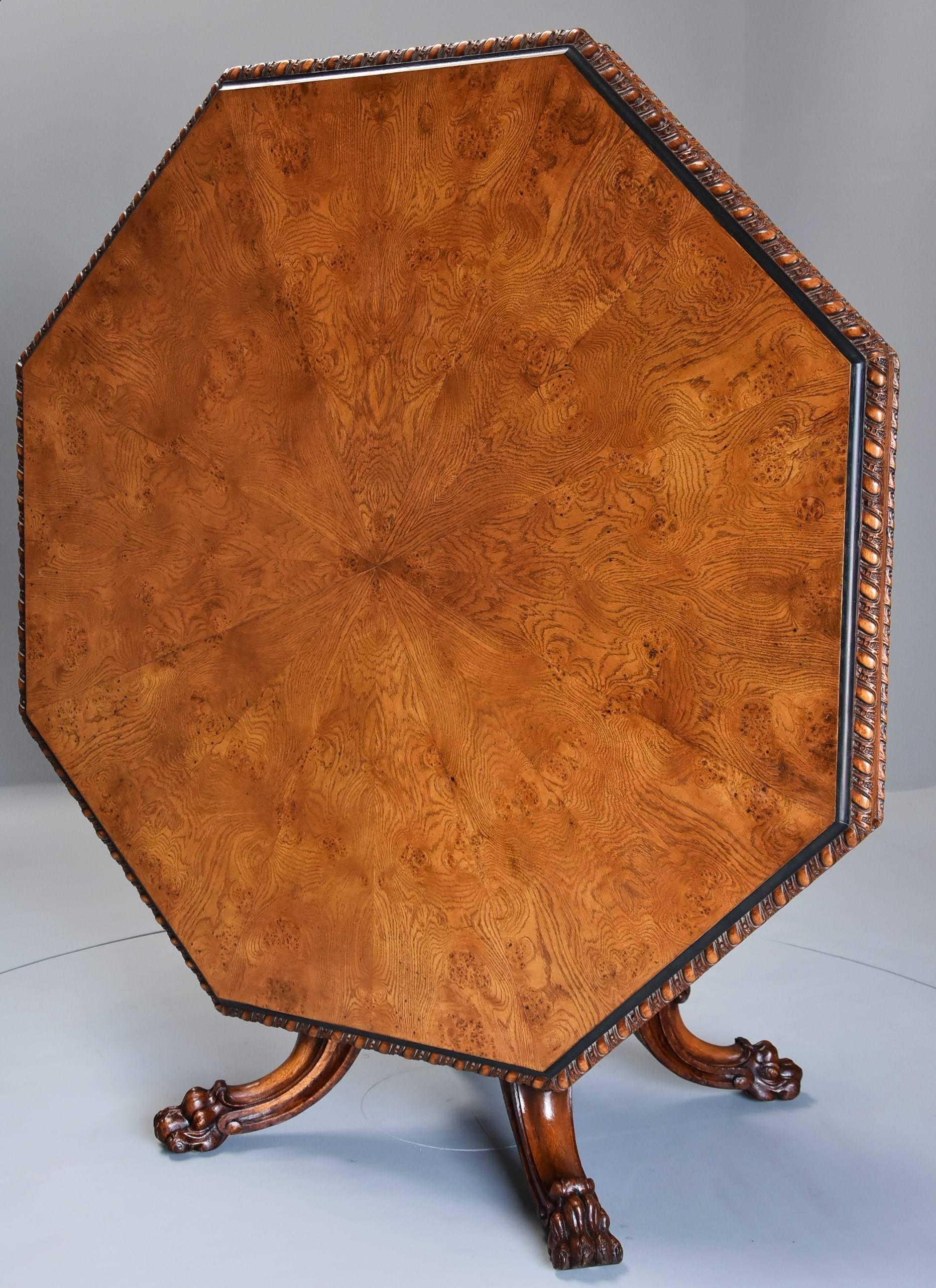 Mid-19th Century Irish Pollard Oak Octagonal Tilt-Top Centre Table 3