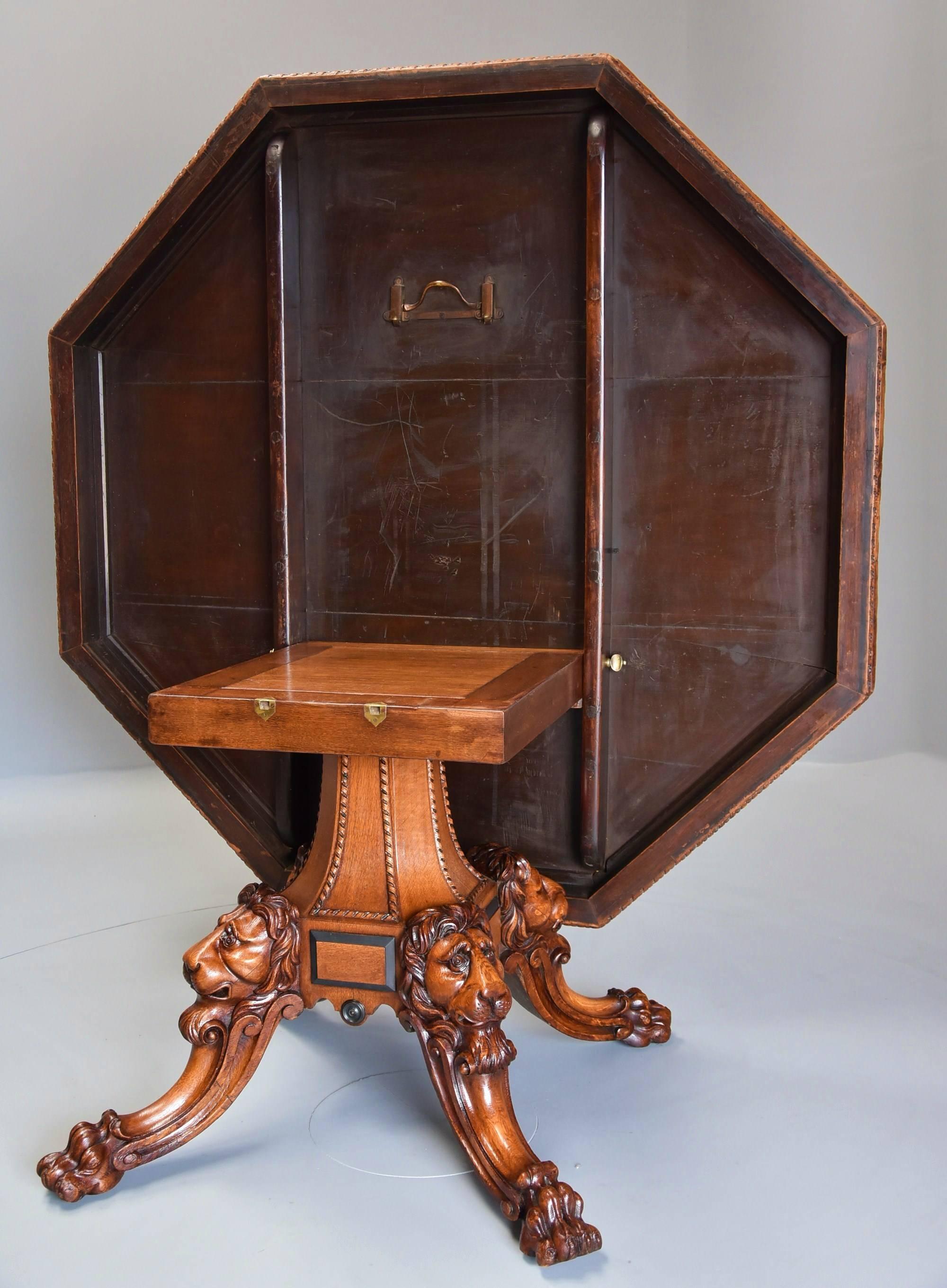 Mid-19th Century Irish Pollard Oak Octagonal Tilt-Top Centre Table 6