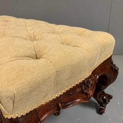 Mid-19th Century Irish Walnut Button Footstool by Strahan of Dublin
