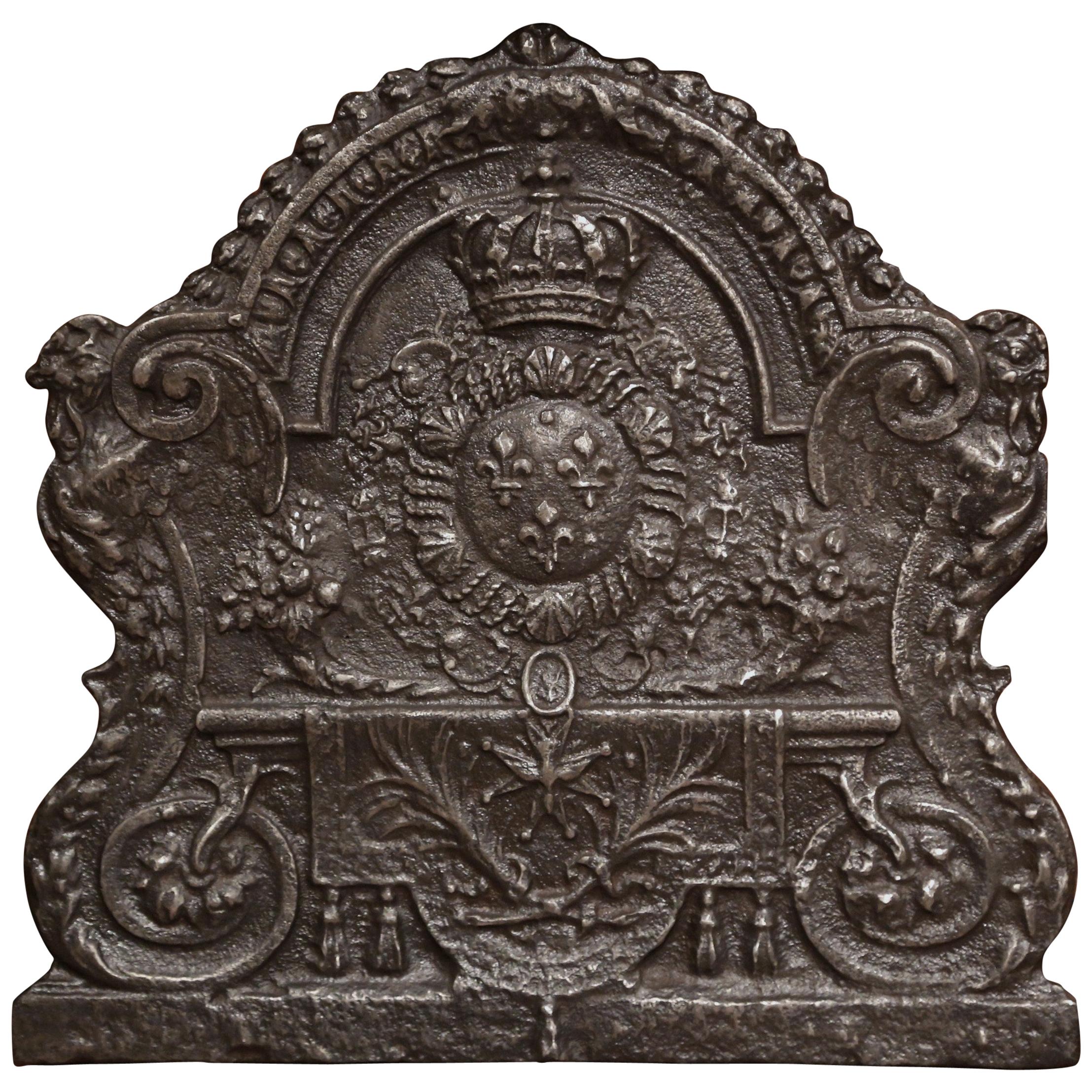 Mid-19th Century Iron Fireback with French Royal Coat of Arms and Fleurs-de-Lys
