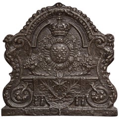 Mid-19th Century Iron Fireback with French Royal Coat of Arms and Fleurs-de-Lys