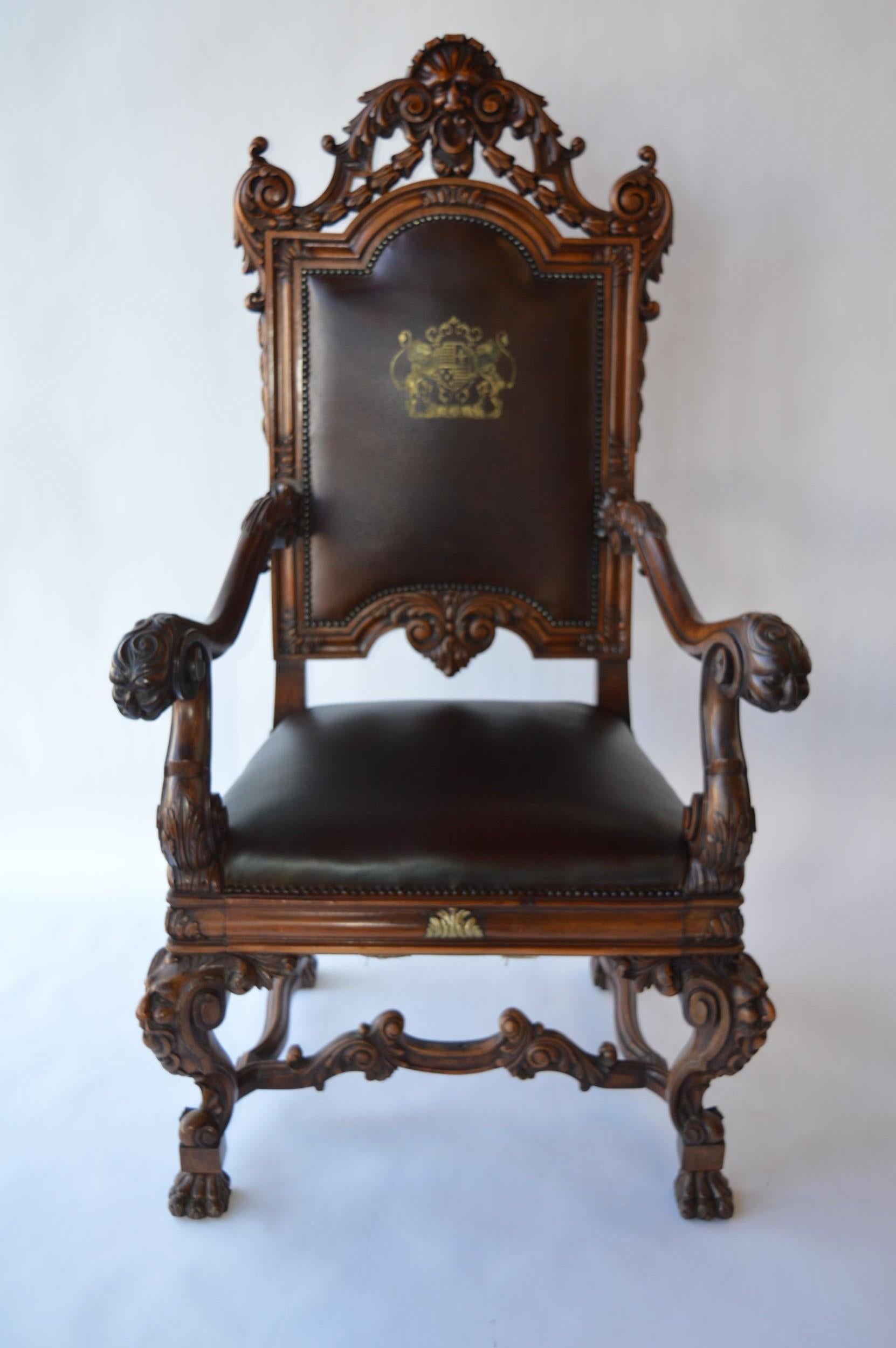 Mid-19th Century Italian Baroque Style Armchair In Good Condition For Sale In Los Angeles, CA