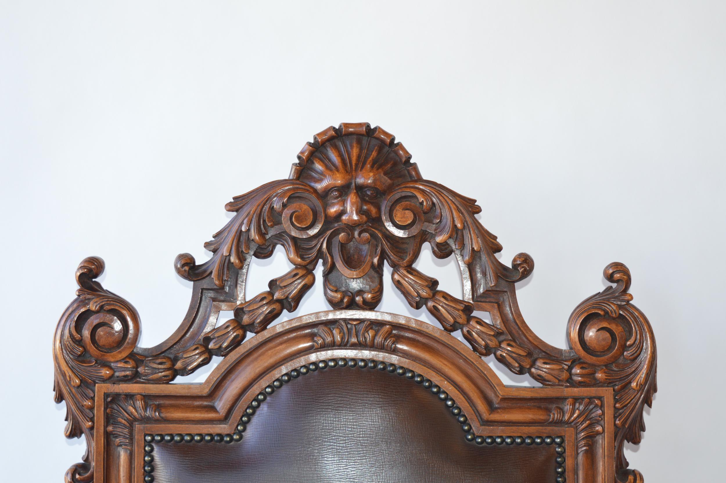 Walnut Mid-19th Century Italian Baroque Style Armchair For Sale