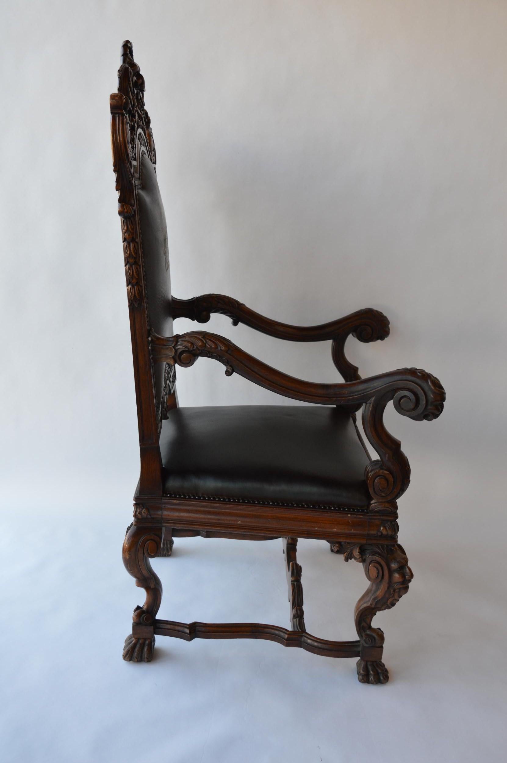 Mid-19th Century Italian Baroque Style Armchair For Sale 2