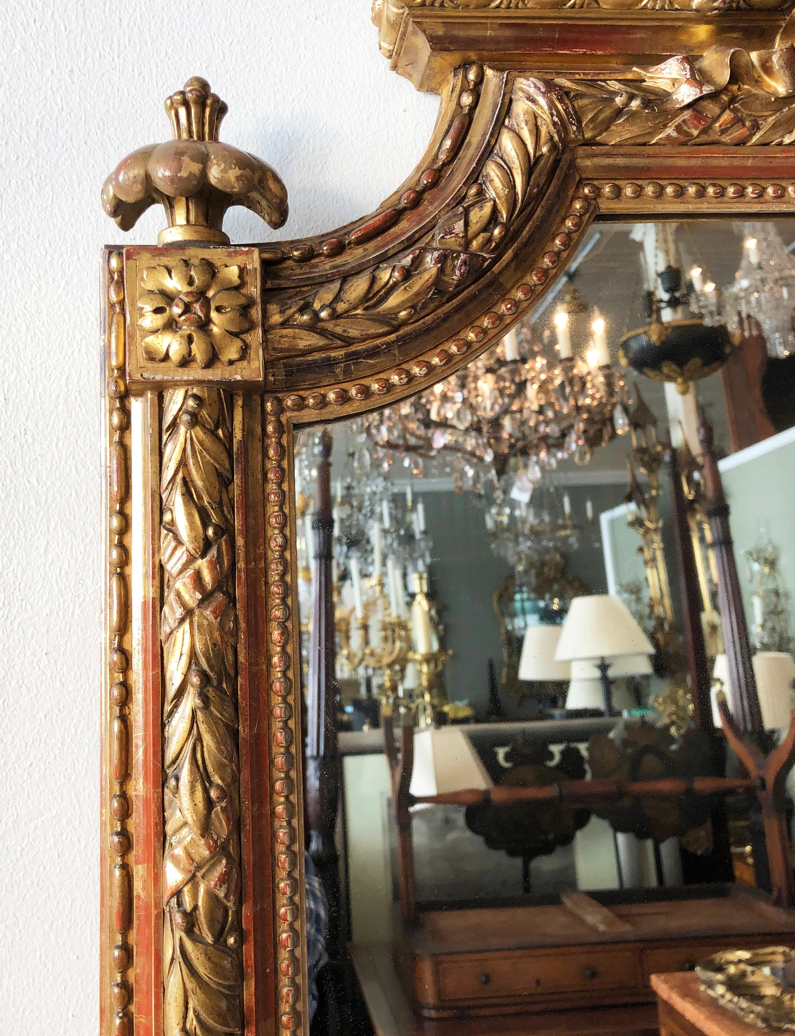 Gesso Mid-19th Century Italian Carved Giltwood Mirror For Sale