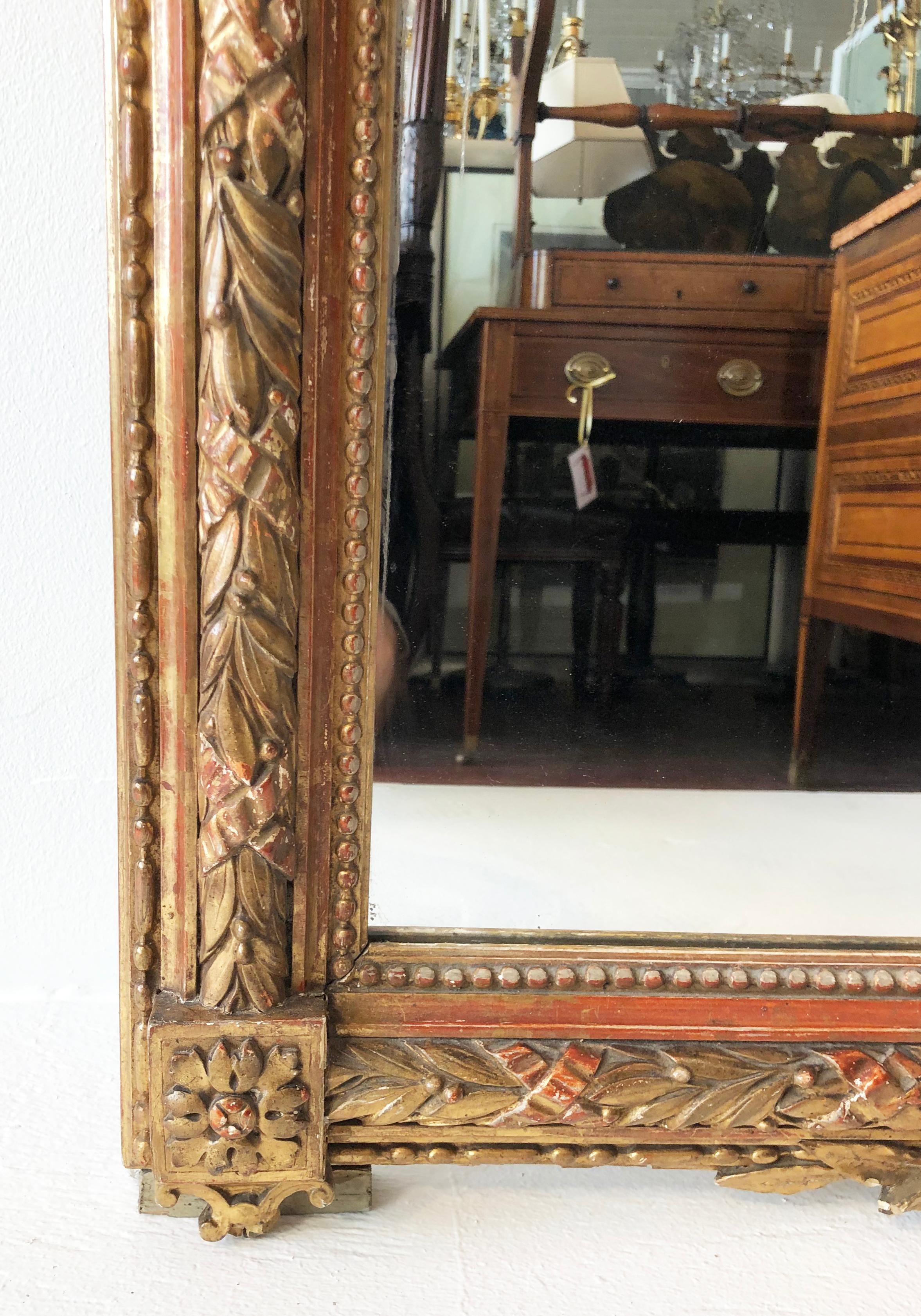 Mid-19th Century Italian Carved Giltwood Mirror For Sale 2