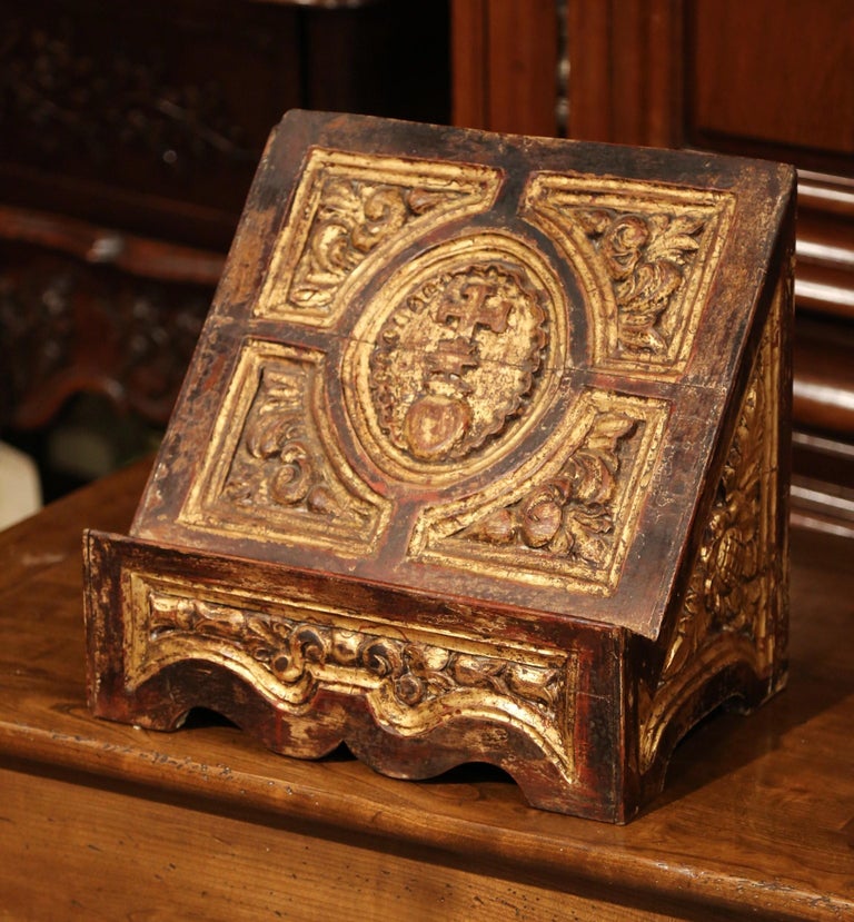 Mid19th Century Italian Carved Giltwood Holy Bible Book Stand Holder