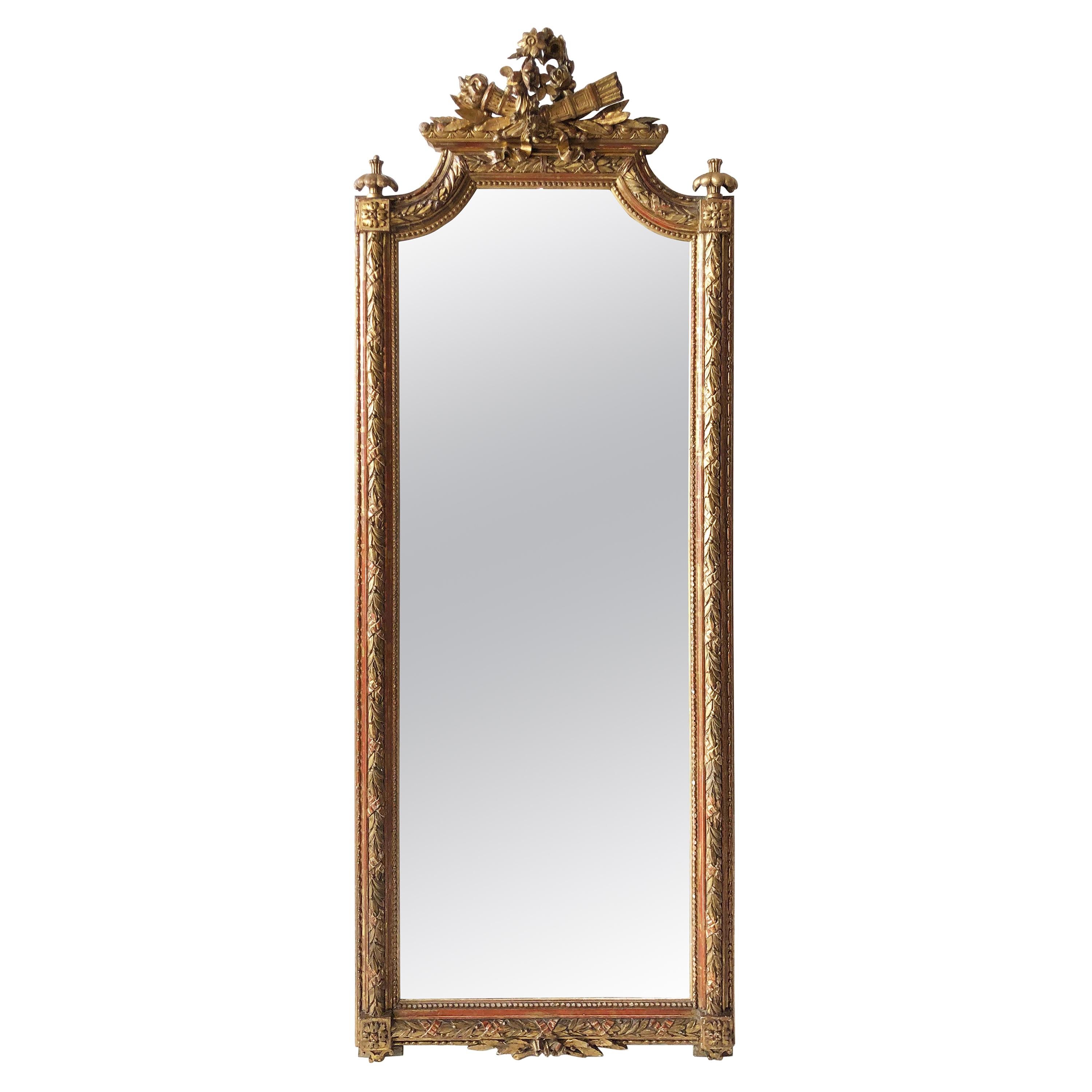 Miroir en bois sculpté italien du milieu du 19e siècle