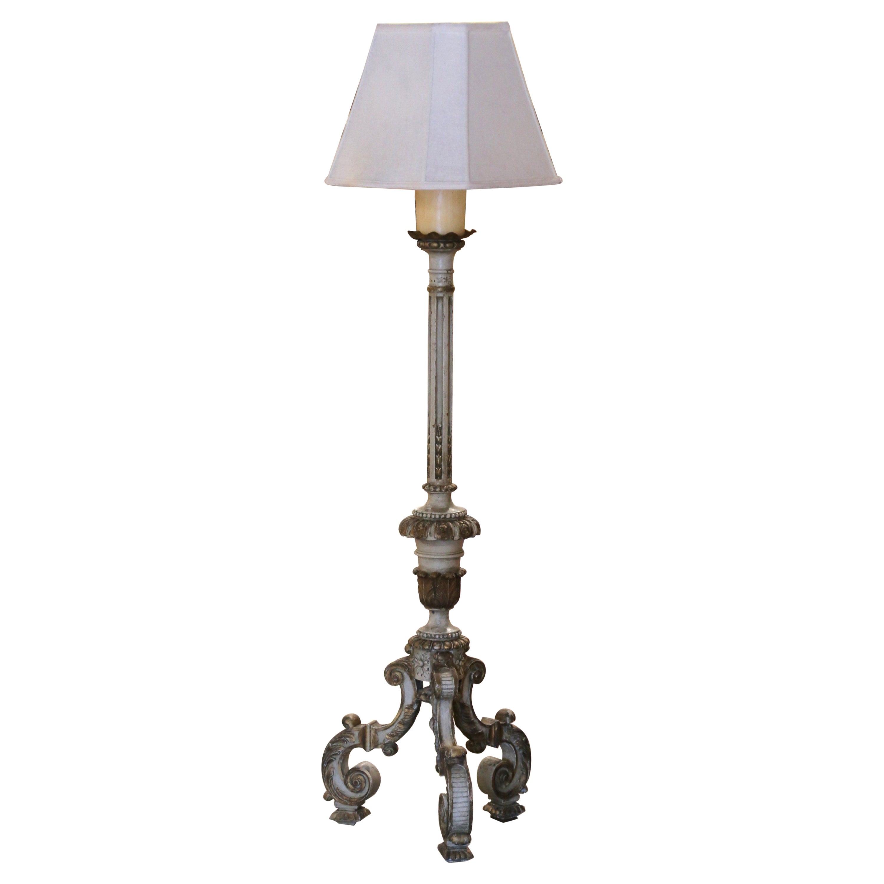Lampadaire italien polychrome et peint du milieu du 19e siècle