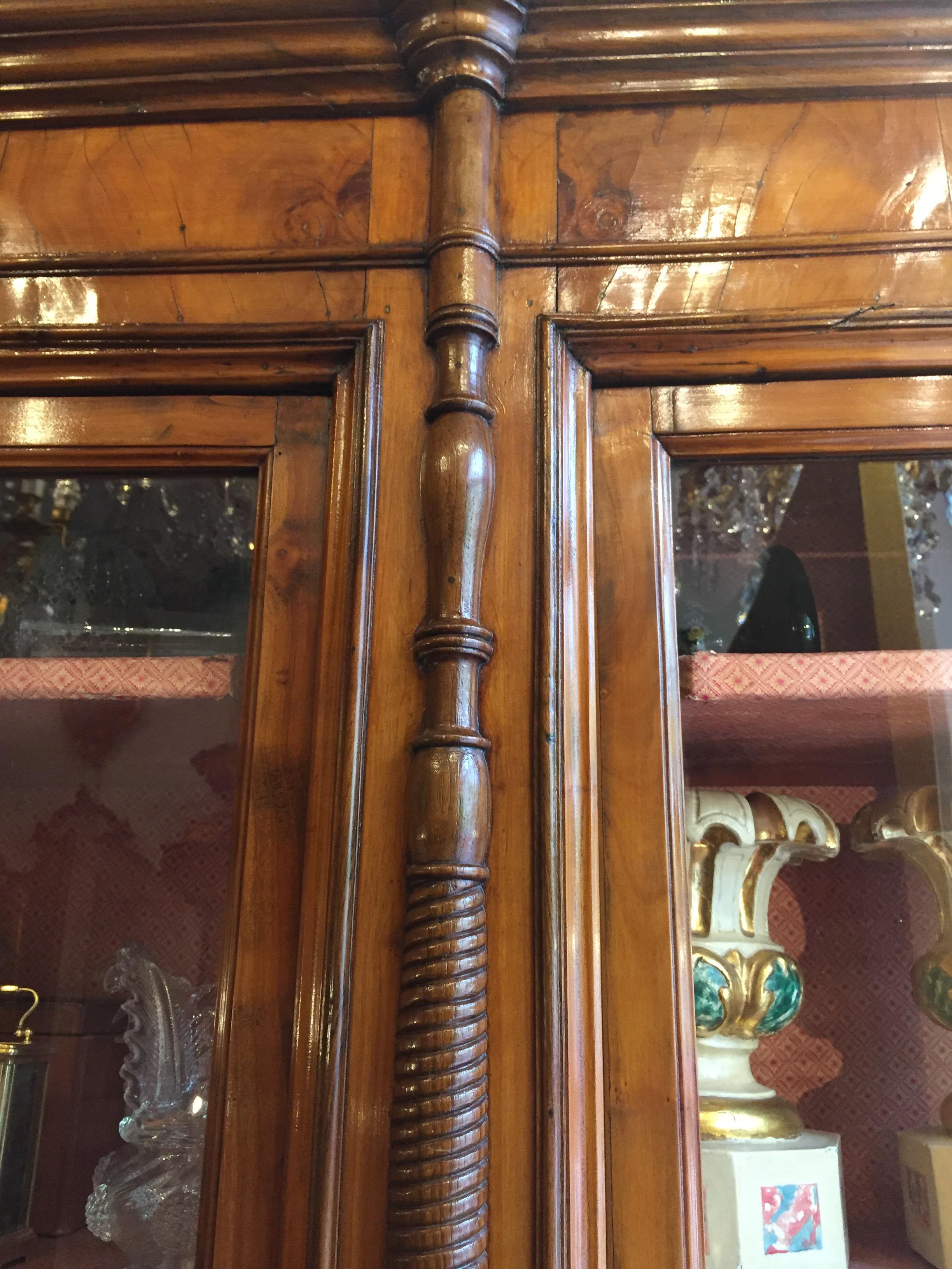 Mid-19th Century Italian Four Door Bookcase Two-Part Cherry Sideboard 5