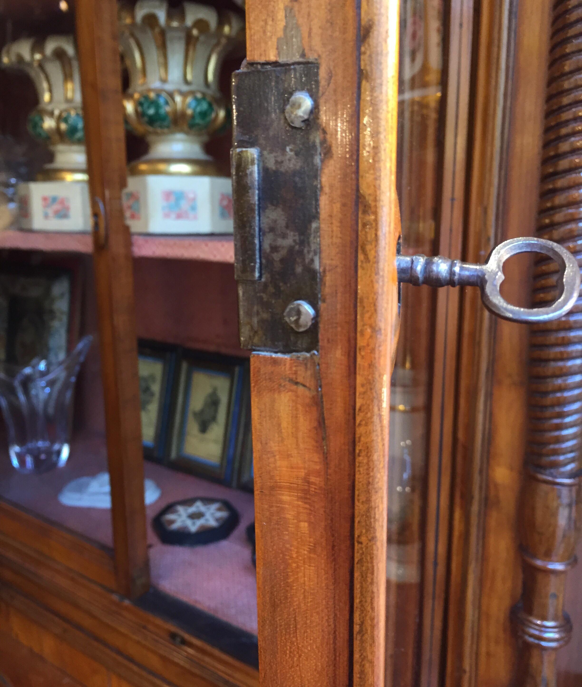 Mid-19th Century Italian Four Door Bookcase Two-Part Cherry Sideboard 12