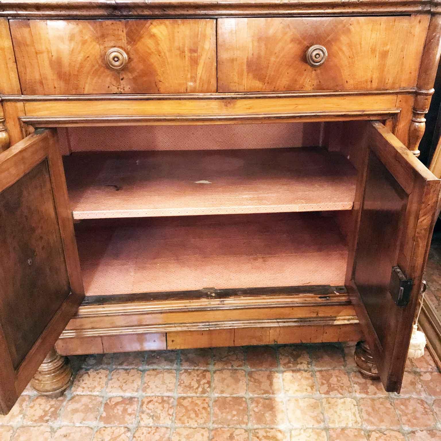 Mid-19th Century Italian Four Door Bookcase Two-Part Cherry Sideboard 4
