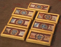 19th Century Italian Hand Painted Heraldic Panels with Family Crests – Set of 7