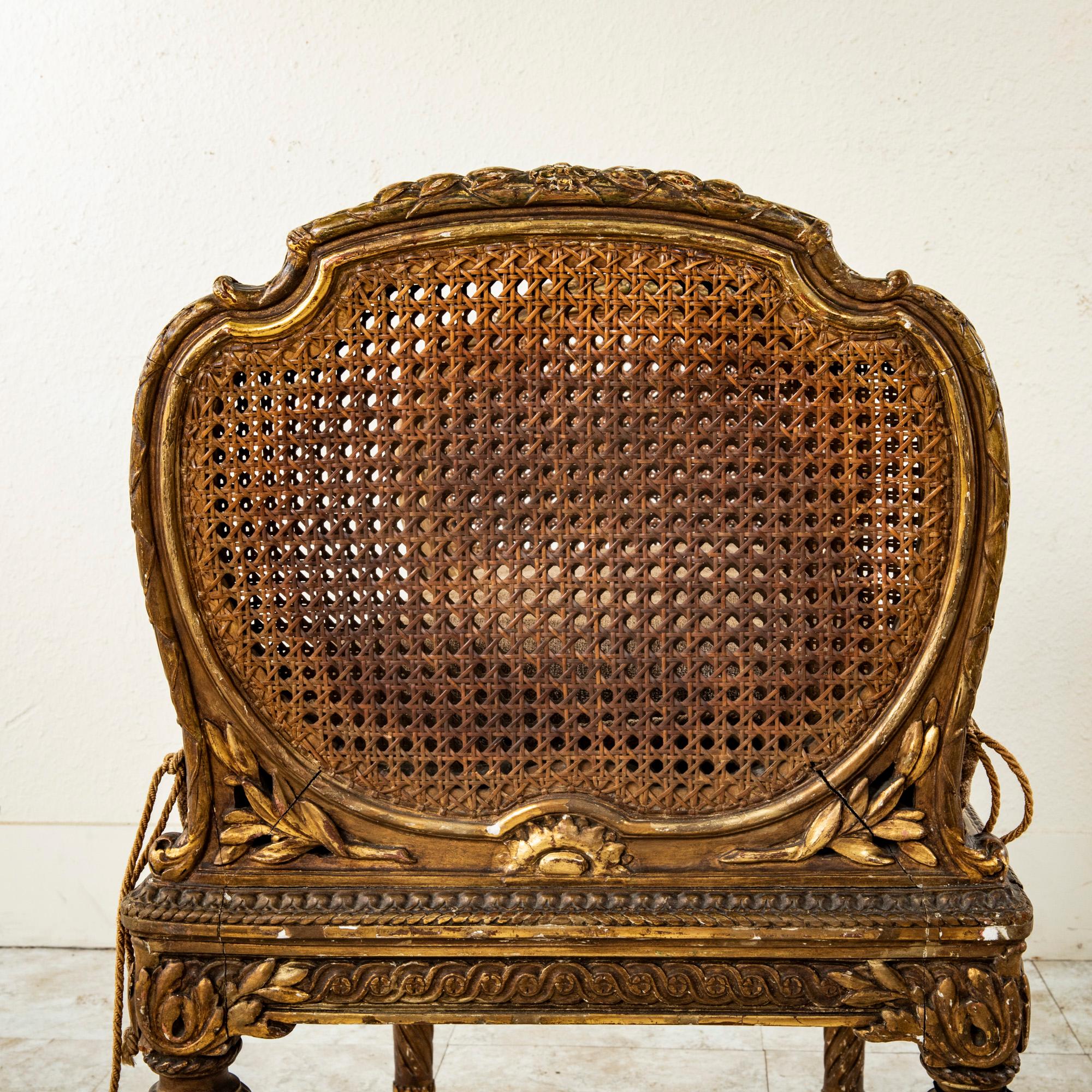 Mid-19th Century Italian Giltwood and Cane Vanity Bench or Stool  13