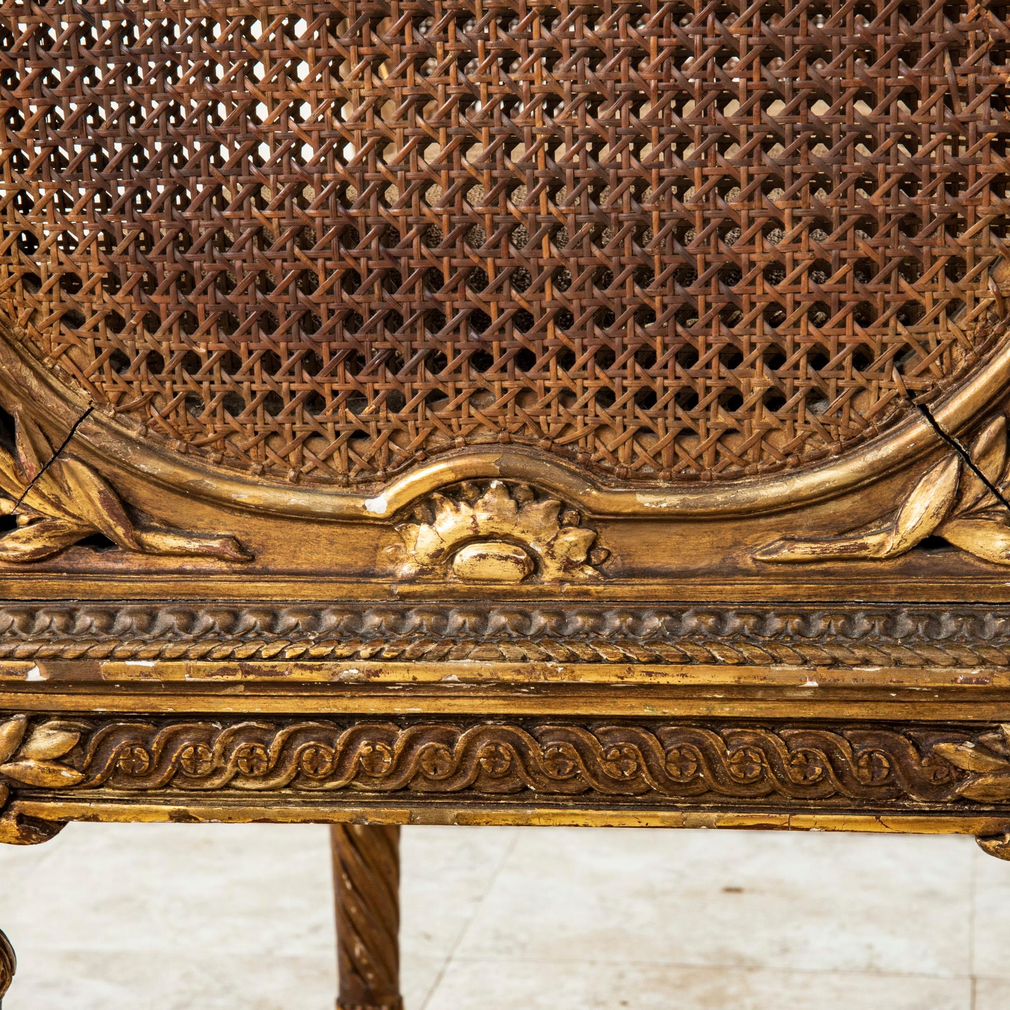 Mid-19th Century Italian Giltwood and Cane Vanity Bench or Stool  14