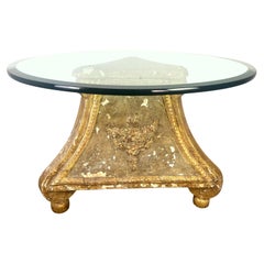 Mid-19th Century Italian Giltwood Tripod Coffee Table with Glass Top