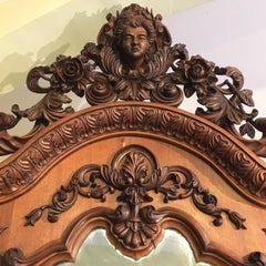 Mid-19th Century Italian Hand Carved Walnut Console Table with Mirror