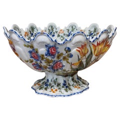 Mid 19th Century Italian Hand-Painted Ceramic Monteith Bowl