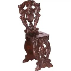 Mid-19th Century Italian Intricately Carved Occasional Chair in Solid Wood