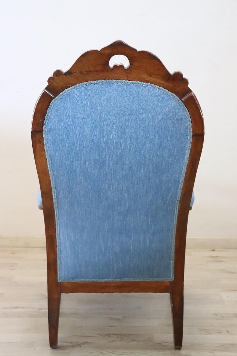 Sillón antiguo Louis Philippe italiano de mediados del siglo XIX en Bueno estado para la venta en Casale Monferrato, IT