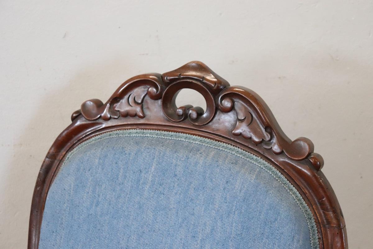 Sillón antiguo Louis Philippe italiano de mediados del siglo XIX Nogal en venta
