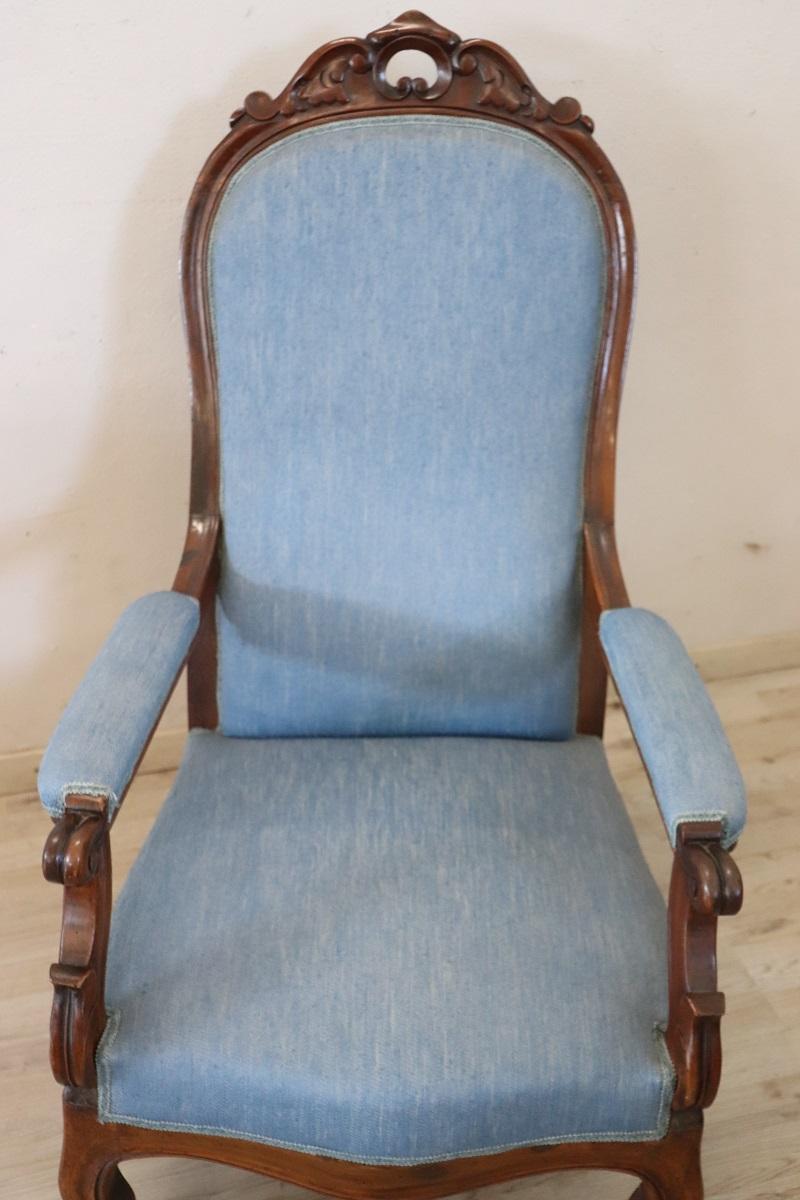 Sillón antiguo Louis Philippe italiano de mediados del siglo XIX en venta 1