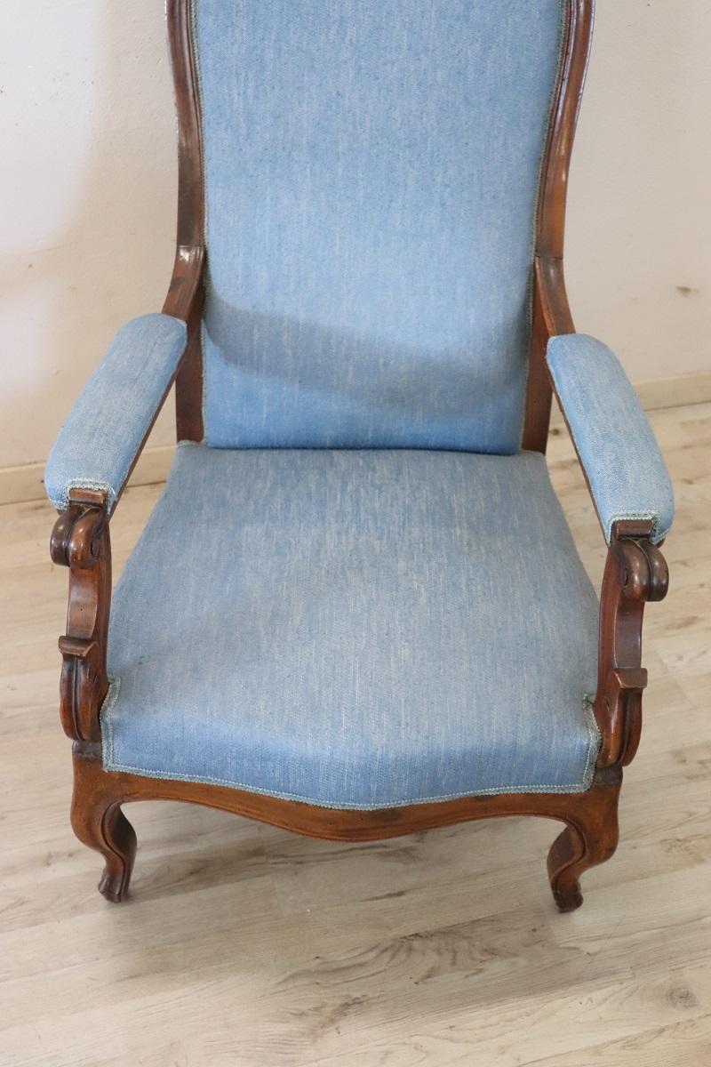 Sillón antiguo Louis Philippe italiano de mediados del siglo XIX en venta 2