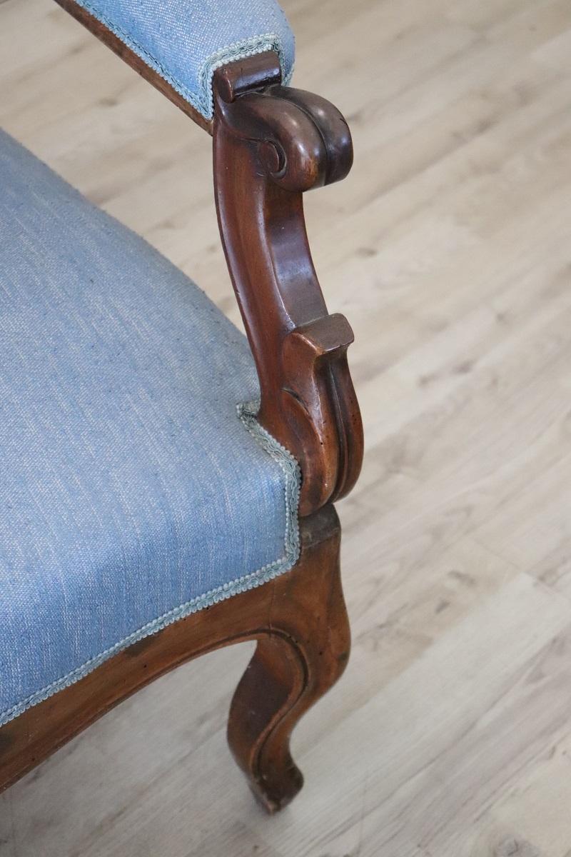 Sillón antiguo Louis Philippe italiano de mediados del siglo XIX en venta 3