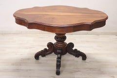 Mid 19th Century Italian Louis Philippe Antique Walnut Pedestal Table