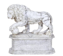 Mid-19th Century Italian Marble Statue of a Lion