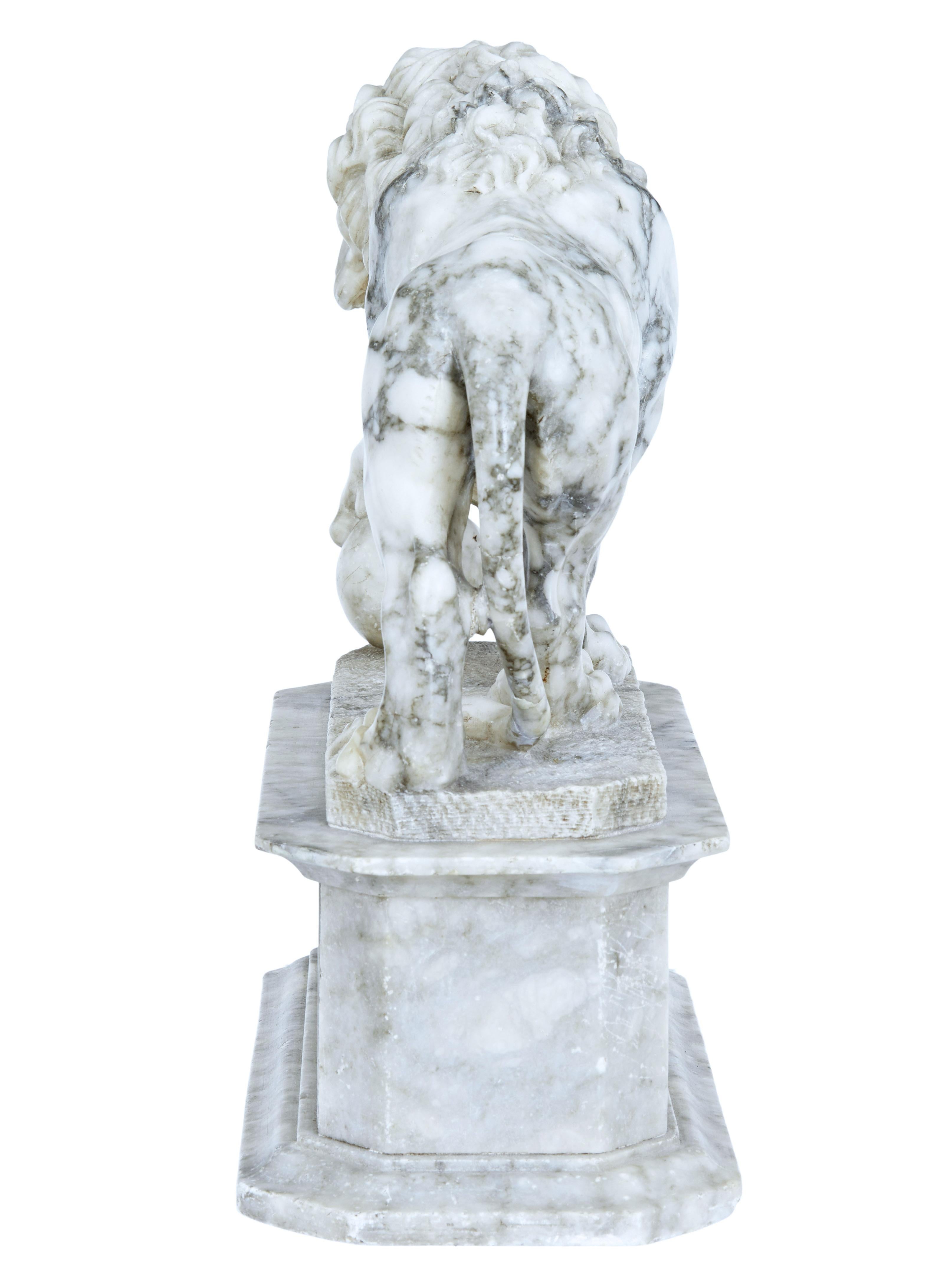 Mid-19th Century Italian Marble Statue of a Lion 1
