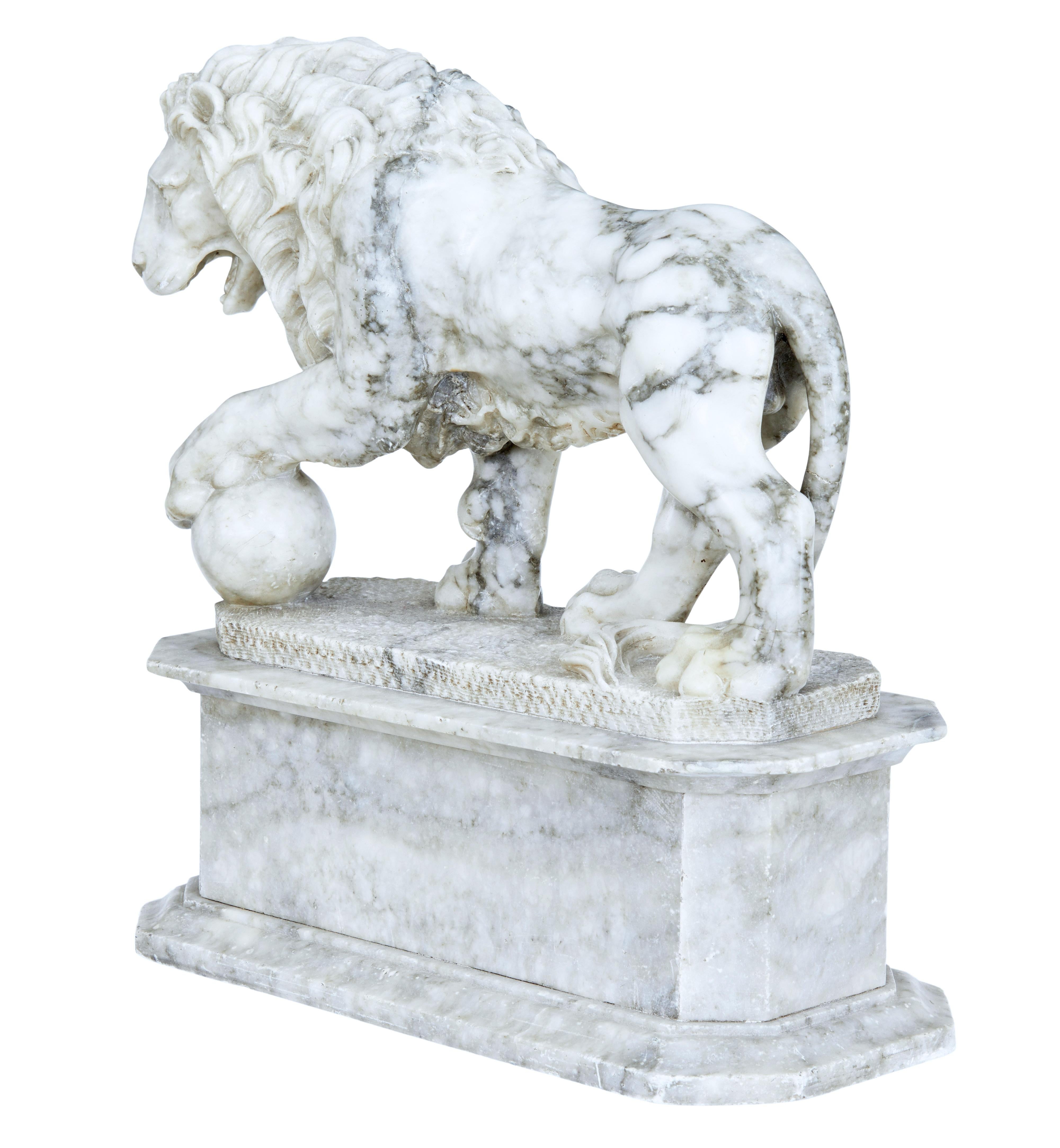 Mid-19th Century Italian Marble Statue of a Lion 2