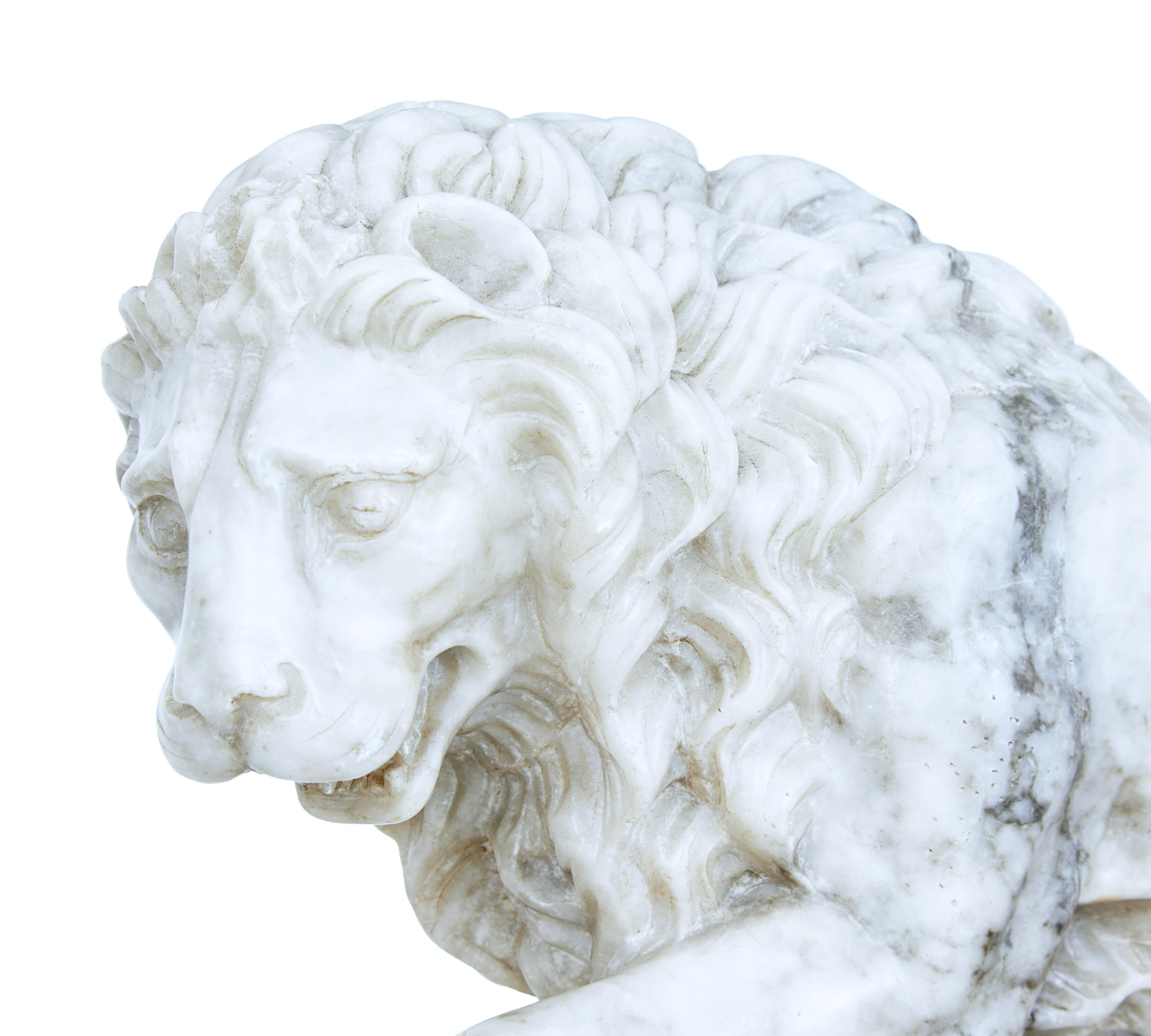 Mid 19th Century Italian Marble Statue of a Lion 4