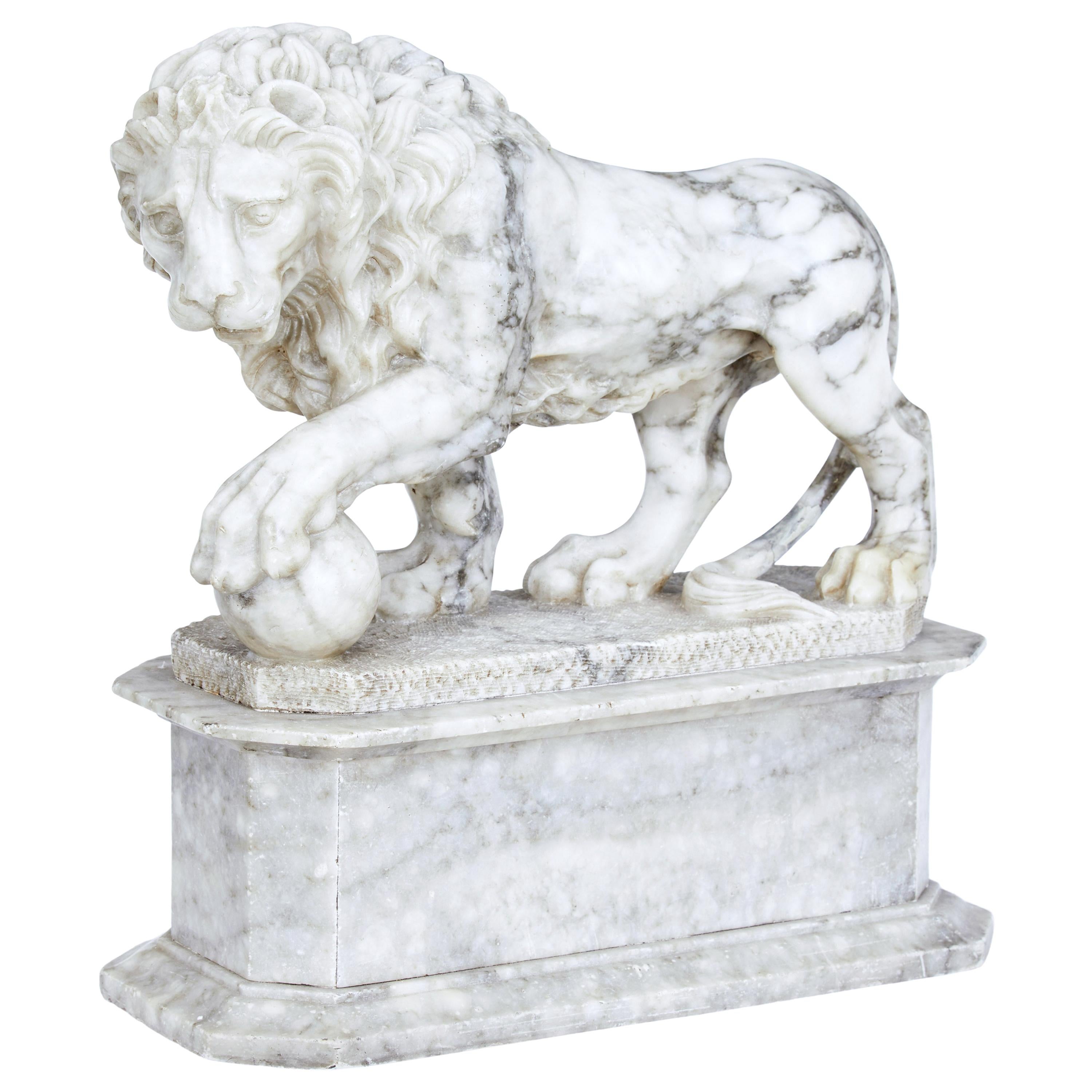 Mid-19th Century Italian Marble Statue of a Lion