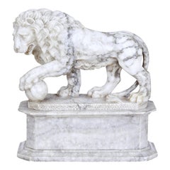 Mid 19th Century Italian Marble Statue of a Lion