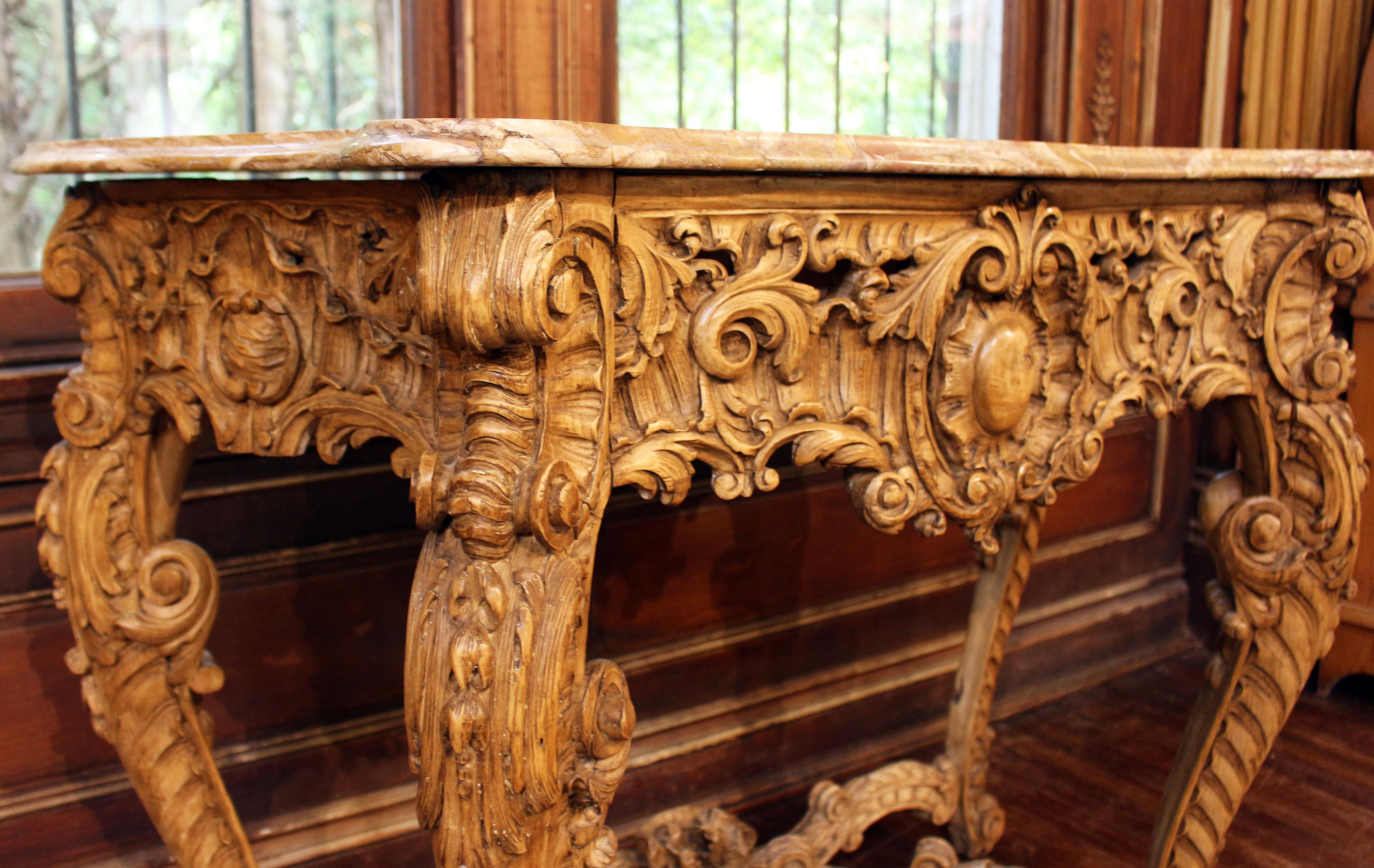 Mid 19th Century Italian Marble Top Console Table For Sale at 1stDibs