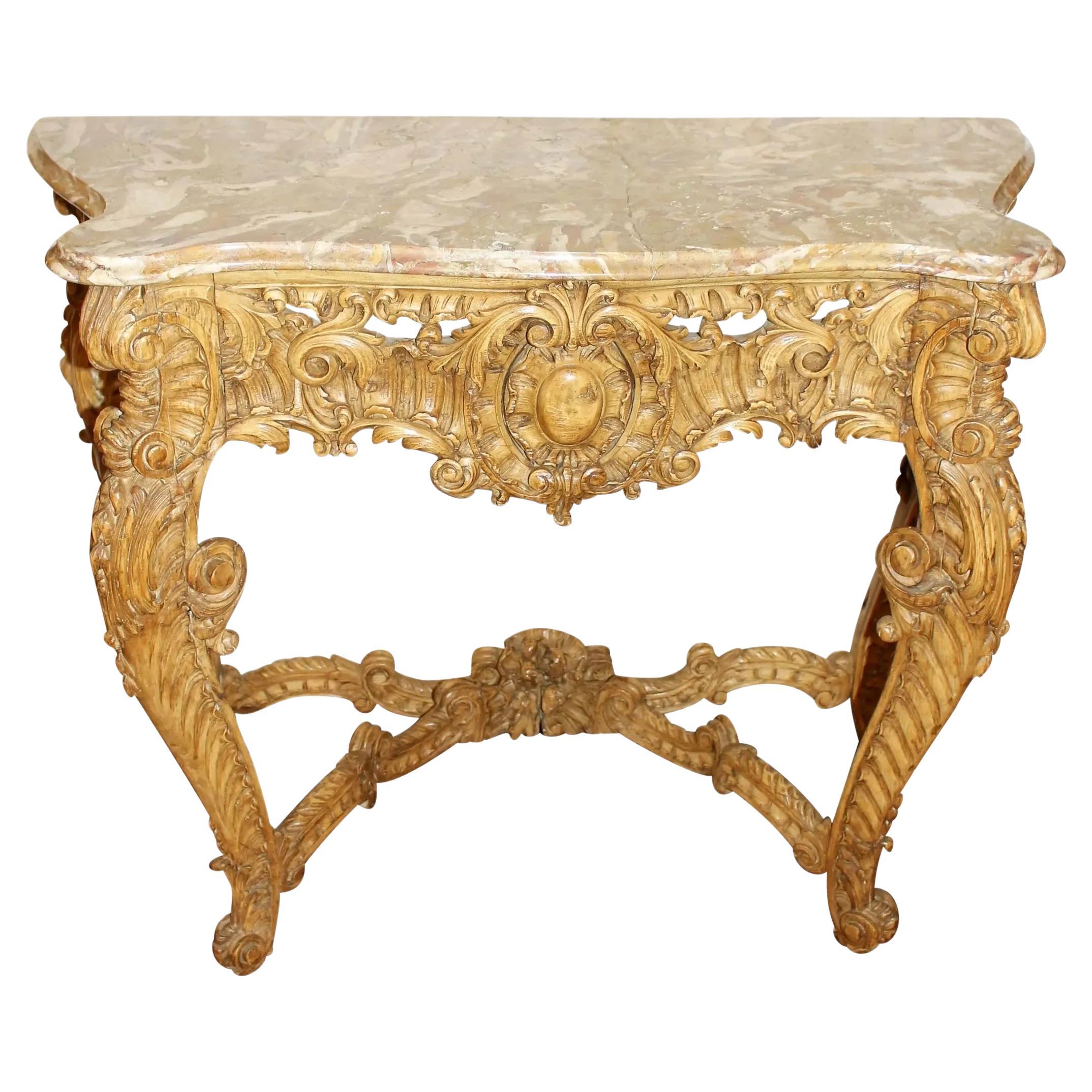 Mid 19th Century Italian Marble Top Console Table